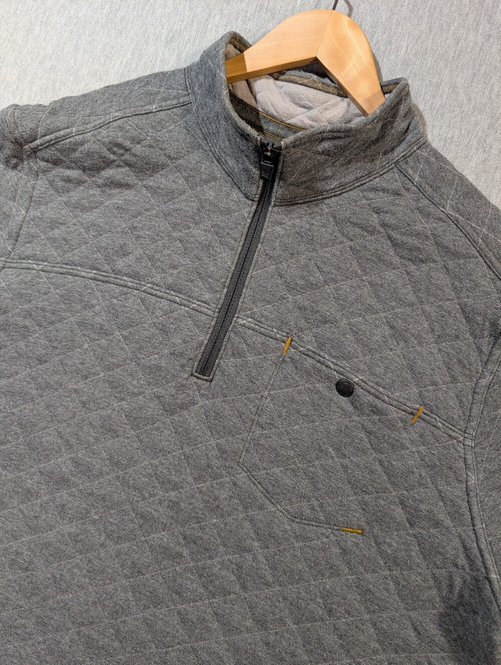 Eddie Bauer Quilted 1/4 Zip Pullover Sweater Men's TCL Grey